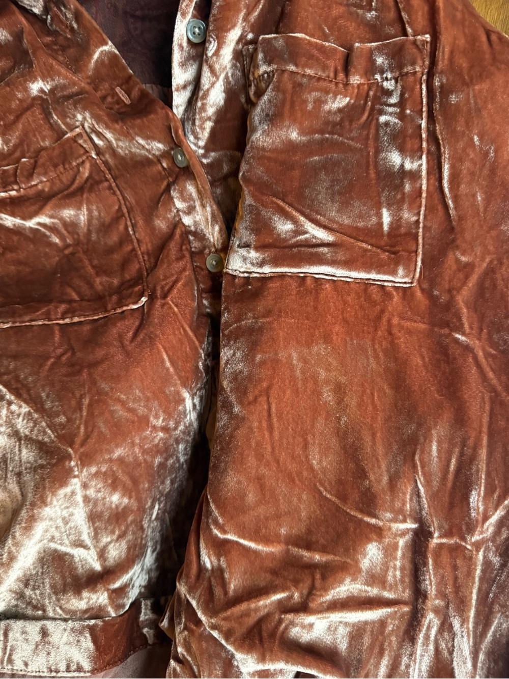 ANTHROPOLOGIE Pilcro Velvet Button-Up Shirt Jacket - Brown - Picture 2 of 4